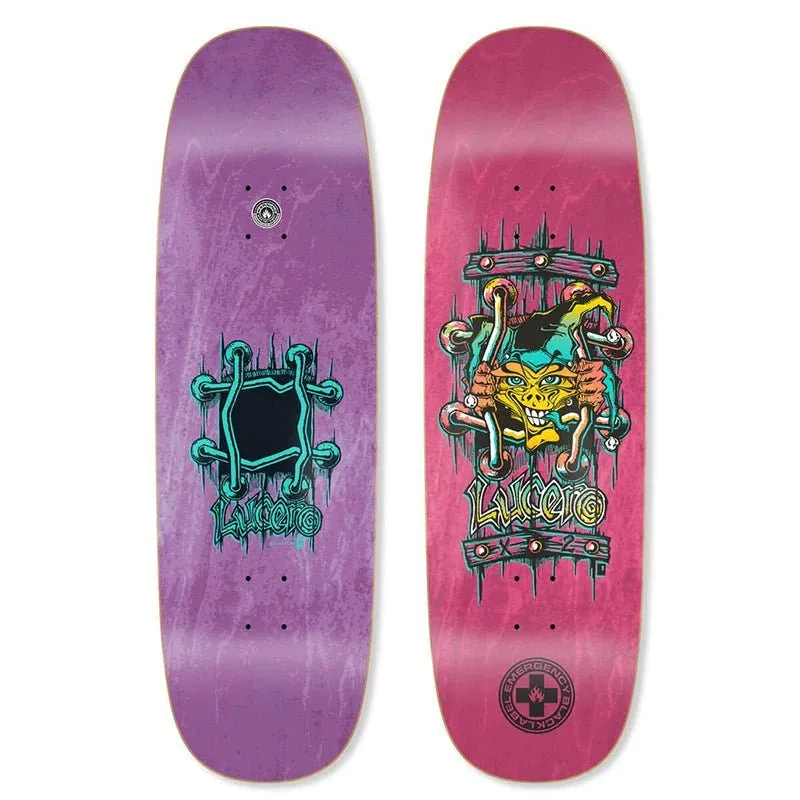 Black Label 9.5" x 32.125" John Lucero X2 Tugboat Shaped ORANGE STAIN Skateboard Deck