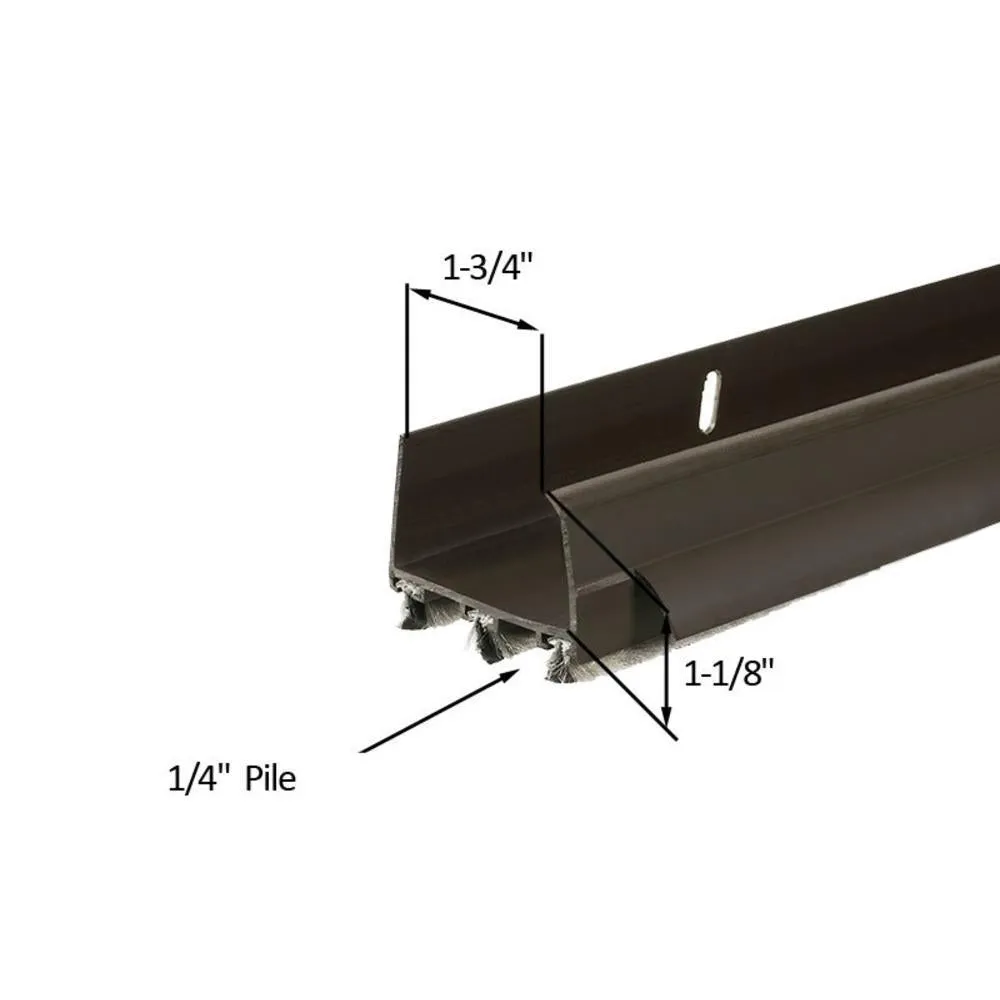 Door Shoe with Fin-Pile Inserts for 36" Exterior Doors - Brown-No Rain Drip