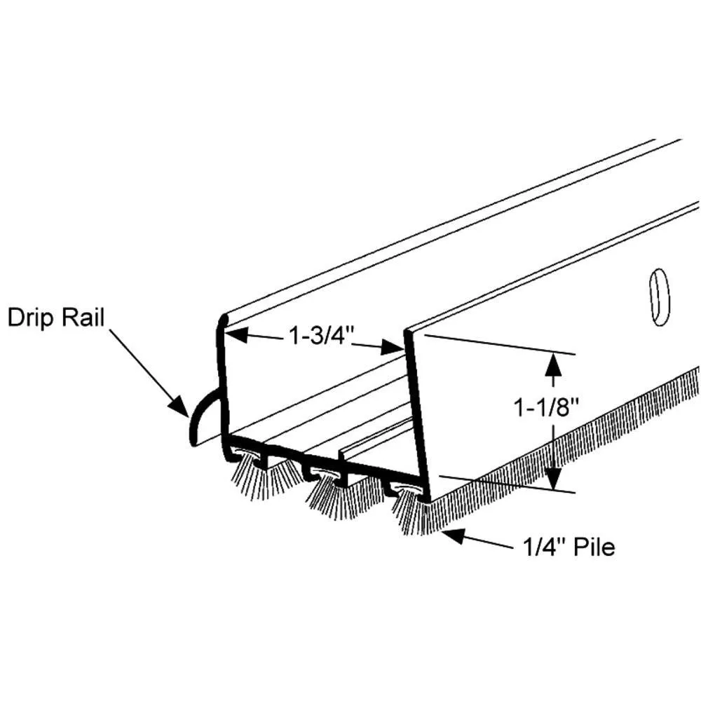 Door Shoe with Fin-Pile Inserts for 36" Exterior Doors - Brown-No Rain Drip