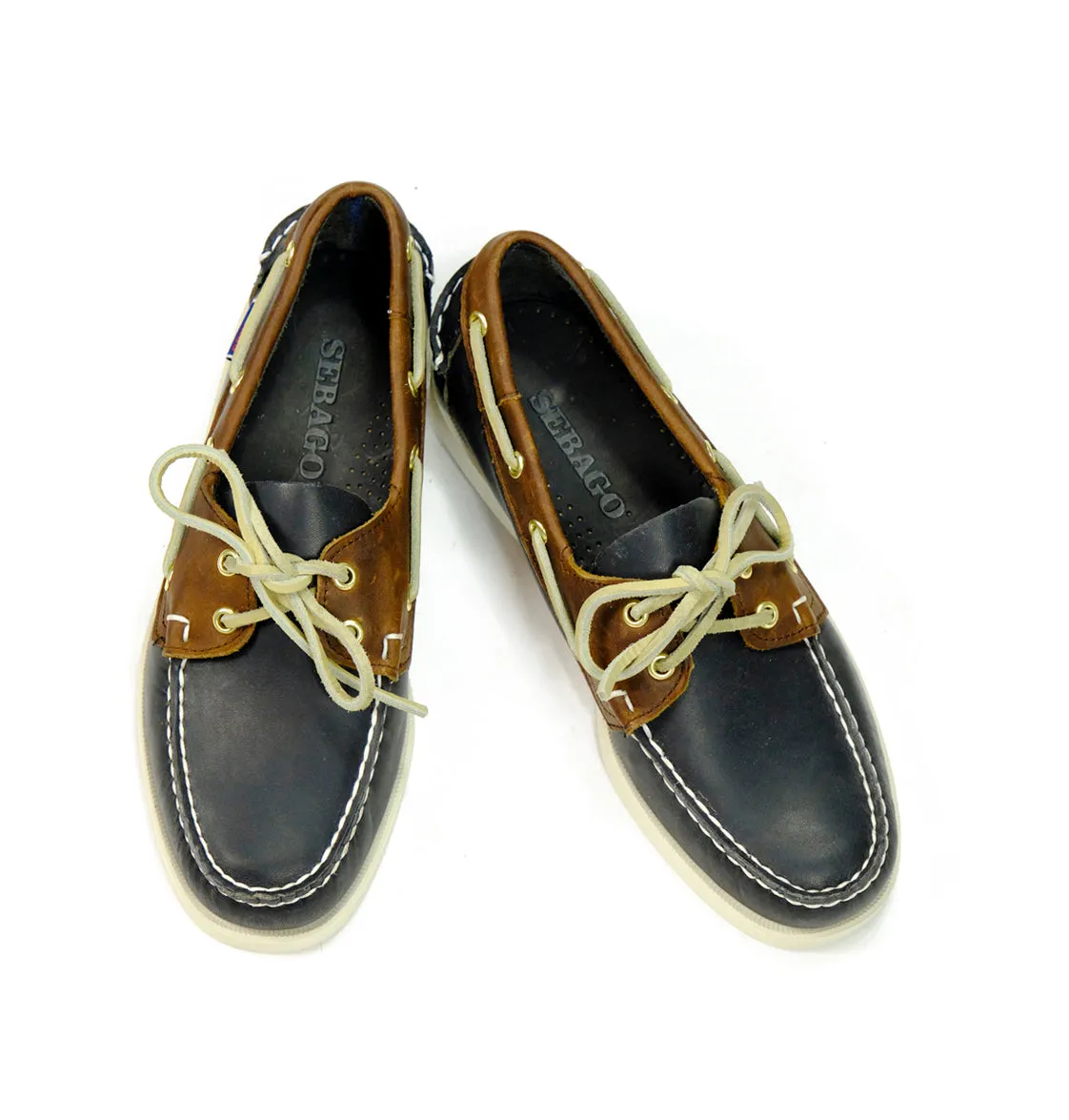 Sebago - Navy/Brown Docksides Leather Boat Shoe EU 40 / UK 6,5